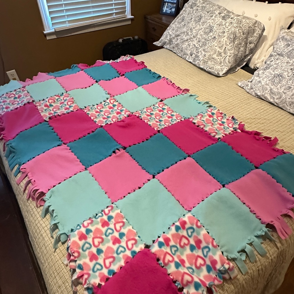 Colorful Patchwork Fleece Blanket